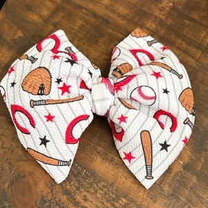 Cincinnati Reds Baseball Handmade Bow – 6” Sports Hair Accessory